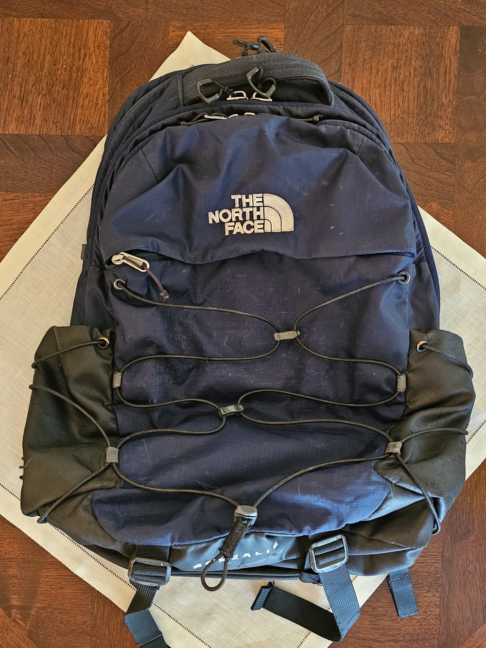 The North Face Borealis Navy Nylon Backpack Padded Straps External Pockets